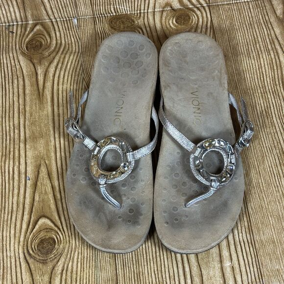 Vionic Ricci Orthaheel Womens Size 9 Gold Casual Slipper Flip Flop Thong Sandals - Picture 1 of 11